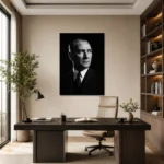 Sinematik Siyah Beyaz Atatürk Portresi Kanvas Tablo - ürün görseli 1