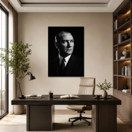 Sinematik Siyah Beyaz Atatürk Portresi Kanvas Tablo - ürün görseli 1