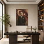 Vintage Sepya Atatürk Portresi ve Türk Bayrağı Kanvas Tablo - ürün görseli 2