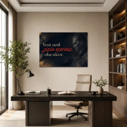 Yeni Nesil Sizin Eseriniz Olacaktır Atatürk Sözü Kanvas Tablo - ürün görseli 1