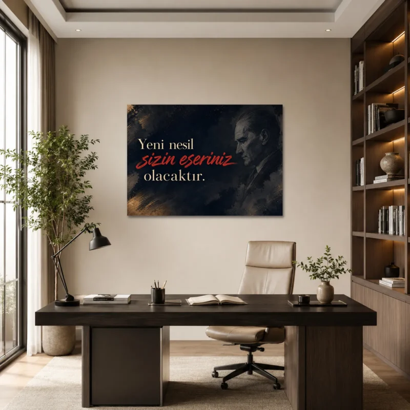 Yeni Nesil Sizin Eseriniz Olacaktır Atatürk Sözü Kanvas Tablo - ürün görseli 1