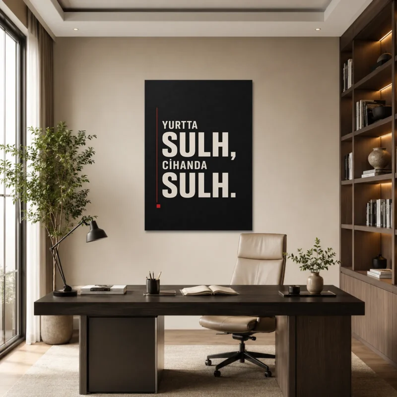 Yurtta Sulh Cihanda Sulh Atatürk Sözü Kanvas Tablo - ürün görseli 1