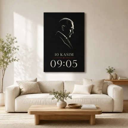 10 Kasım 09:05 Atatürk Silüeti Kanvas Tablo - ürün görseli 1
