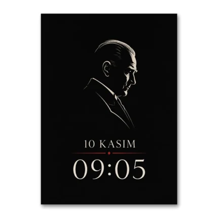 10 Kasım 09:05 Atatürk Silüeti Kanvas Tablo