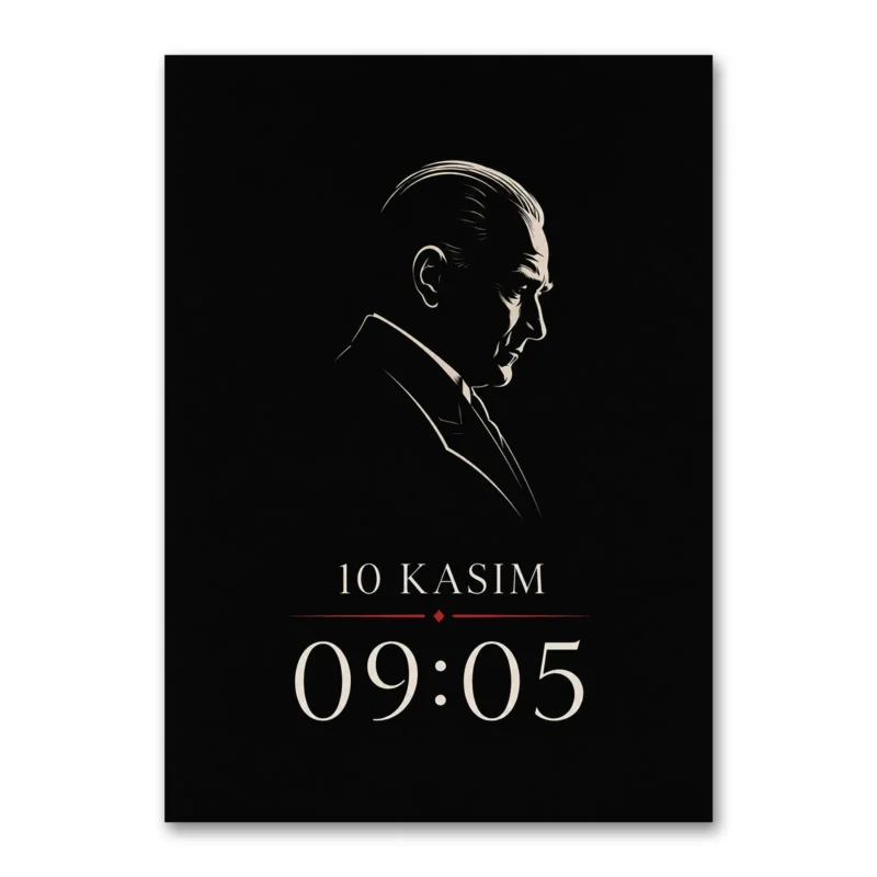10 Kasım 09:05 Atatürk Silüeti Kanvas Tablo