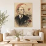 10 Kasım Atatürk Anma Portresi Karanfil ve Anıtkabir Kanvas Tablo - ürün görseli 1