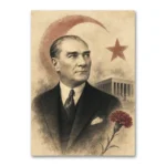 10 Kasım Atatürk Anma Portresi Karanfil ve Anıtkabir Kanvas Tablo