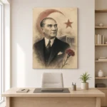 10 Kasım Atatürk Anma Portresi Karanfil ve Anıtkabir Kanvas Tablo - ürün görseli 2