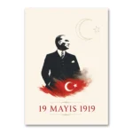 19 Mayıs 1919 Atatürk ve Türk Bayrağı Minimal Kanvas Tablo