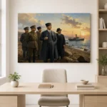 19 Mayıs 1919 Samsun Sahilinde Atatürk ve Bandırma Vapuru Kanvas Tablo - ürün görseli 2