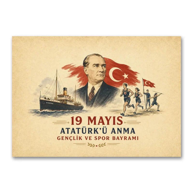 19 Mayıs Atatürk Bandırma Vapuru Gençlik ve Spor Bayramı Kanvas Tablo