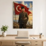 19 Mayıs Atatürk ve Türk Bayrağı Yağlı Boya Kanvas Tablo - ürün görseli 2