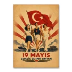 19 Mayıs Gençlik ve Spor Bayramı Vintage Kanvas Tablo