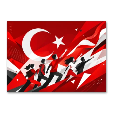 19 Mayıs Gençlik ve Türk Bayrağı Modern Kanvas Tablo
