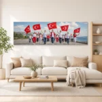 19 Mayıs Gençlik Yürüyüşü Türk Bayrakları Panoramik Kanvas Tablo - ürün görseli 1