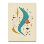 1950'ler Atomic Retro Geometrik Kanvas Tablo
