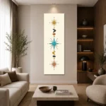 1950'ler Atomic Starburst Retro Dikey Panoramik Kanvas Tablo - ürün görseli 2