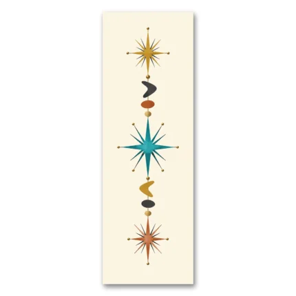 1950'ler Atomic Starburst Retro Dikey Panoramik Kanvas Tablo