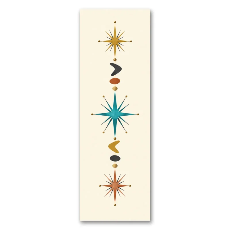 1950'ler Atomic Starburst Retro Dikey Panoramik Kanvas Tablo