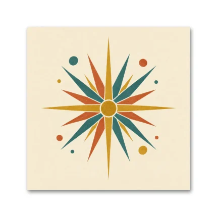 1950'ler Atomic Starburst Retro Kanvas Tablo