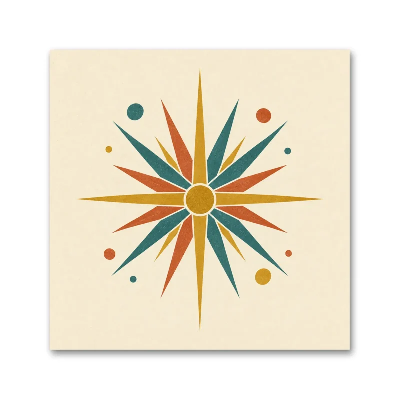 1950'ler Atomic Starburst Retro Kanvas Tablo