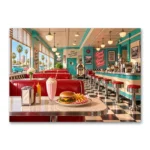 1950'ler Retro Amerikan Diner Kanvas Tablo