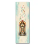 1950'ler Retro Jukebox Müzik Dikey Panoramik Kanvas Tablo