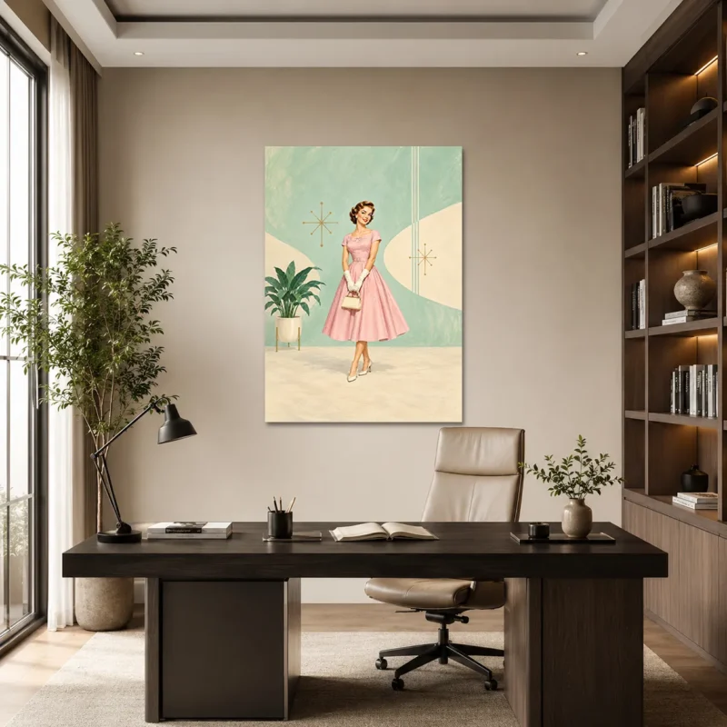 1950'ler Retro Pin-Up Kadın Kanvas Tablo - ürün görseli 1