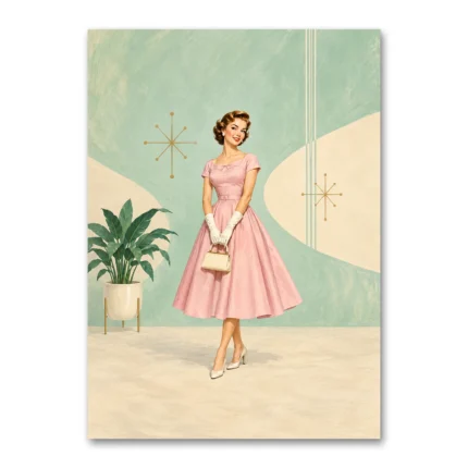 1950'ler Retro Pin-Up Kadın Kanvas Tablo