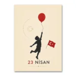 23 Nisan Çocuk ve Balon Minimalist Kanvas Tablo