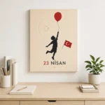 23 Nisan Çocuk ve Balon Minimalist Kanvas Tablo - ürün görseli 2