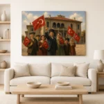 23 Nisan Coşkusu Çocuklar ve Türk Bayrağı Kanvas Tablo - ürün görseli 1