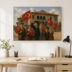 23 Nisan Coşkusu Çocuklar ve Türk Bayrağı Kanvas Tablo - ürün görseli 2