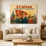 23 Nisan Ulusal Egemenlik ve Çocuk Bayramı Vintage Afiş Kanvas Tablo - ürün görseli 1