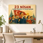 23 Nisan Ulusal Egemenlik ve Çocuk Bayramı Vintage Afiş Kanvas Tablo - ürün görseli 2