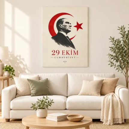 29 Ekim Cumhuriyet Atatürk Minimal Portre Kanvas Tablo - ürün görseli 1