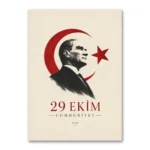 29 Ekim Cumhuriyet Atatürk Minimal Portre Kanvas Tablo