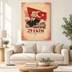29 Ekim Cumhuriyet Bayramı Atatürk Vintage Afiş Kanvas Tablo - ürün görseli 1