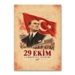 29 Ekim Cumhuriyet Bayramı Atatürk Vintage Afiş Kanvas Tablo