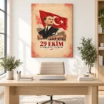 29 Ekim Cumhuriyet Bayramı Atatürk Vintage Afiş Kanvas Tablo - ürün görseli 2