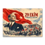 29 Ekim Cumhuriyet Bayramı Atatürk Vintage Kanvas Tablo