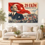29 Ekim Cumhuriyet Bayramı Atatürk Vintage Kanvas Tablo - ürün görseli 2