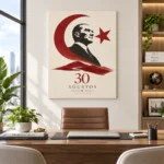 30 Ağustos Atatürk ve Ay Yıldız Minimal Kanvas Tablo - ürün görseli 2