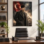 30 Ağustos Atatürk ve Türk Bayrağı Komutan Portresi Kanvas Tablo - ürün görseli 2
