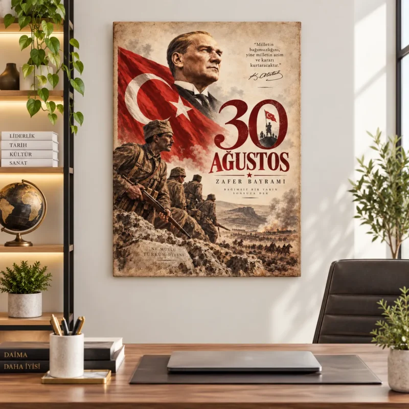 30 Ağustos Zafer Bayramı Atatürk ve Kahraman Askerler Kanvas Tablo - ürün görseli 1