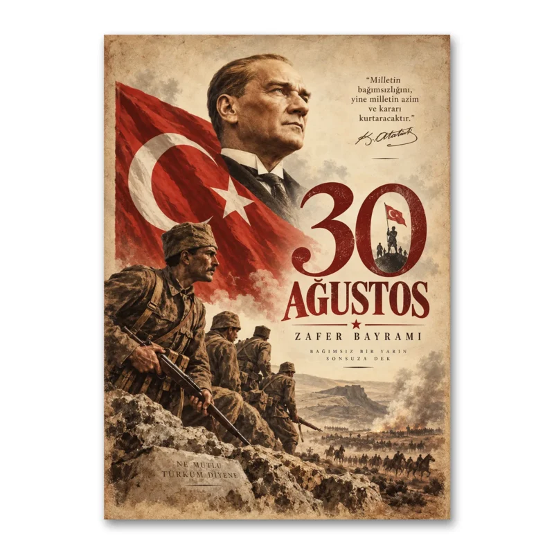 30 Ağustos Zafer Bayramı Atatürk ve Kahraman Askerler Kanvas Tablo