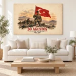 30 Ağustos Zafer Bayramı Atatürk ve Türk Bayrağı Kanvas Tablo - ürün görseli 1