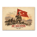 30 Ağustos Zafer Bayramı Atatürk ve Türk Bayrağı Kanvas Tablo