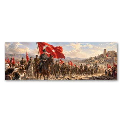 30 Ağustos Zafer Yürüyüşü Panoramik Kanvas Tablo