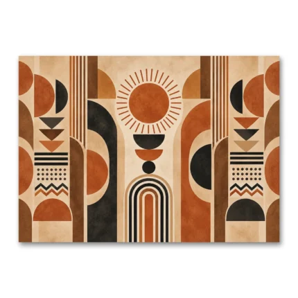 Afrika Esintili Geometrik Bohem Desen Kanvas Tablo